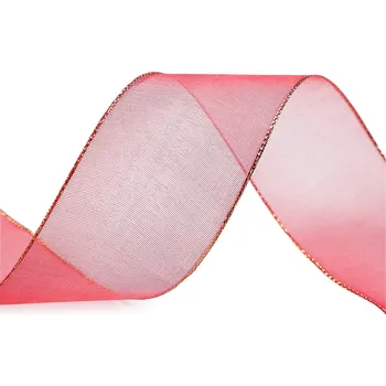 Stuha Monofilová stuha s lurexem šíře 40 mm, střední, 645 červená zlatá