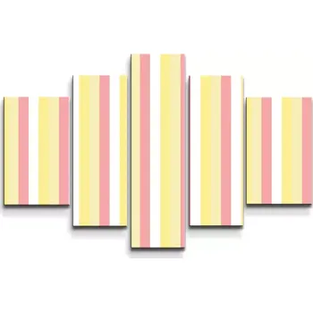 Obraz Sablio Obraz - 5-dílný Žlutorůžové pruhy - 125x90 cm