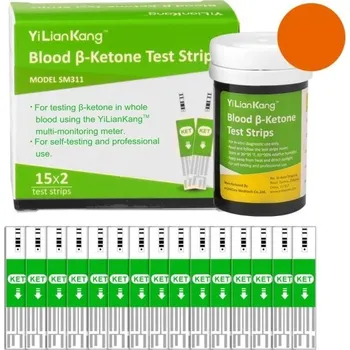 Glukometr Testovací proužky na ketony v krvi 30 ks Rychlé 5s měření Pro keto diety Přesná kontrola ketolátek Domácí testování Nízký objem vzorku