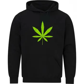 Pánská mikina Pánská mikina Konopný List Marihuany (Velikost: 5XL, Barva: Černá)