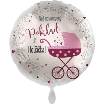 Balónek Kruh Novorozený poklad je holčička CZ 43cm - fóliový balónek
