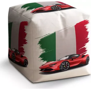 Taburet Sablio Taburet Cube Ferrari Italská vlajka: 40x40x40 cm