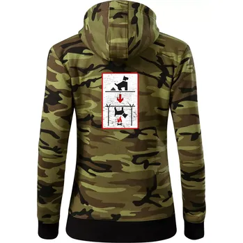 Dámská mikina Tričko pro odpůrce sraní na chodníku - Dámská mikina trendy zipper s kapucí - S ( Zelený maskáč )