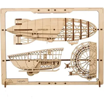 3D puzzle Ugears 3D puzzle Zeppelin 2,5D – dřevěný mechanický model, 49 dílků