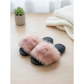 Dámské pantofle Huňaté papuče Model 53 růžové s kožešinou, VELIKOST 35