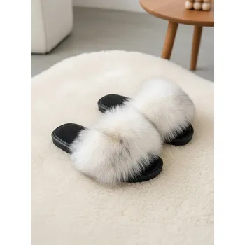 Dámské pantofle Dámské huňaté papuče s kožíškem Model 106 bílo-černé, VELIKOST 40