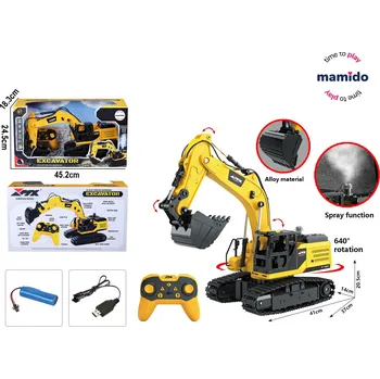 RC model auta Mamido Bagr na dálkové ovládání s kovovou lžící a efektem páry