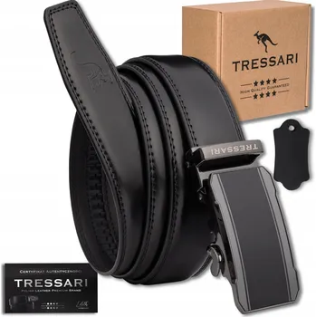 Opasek TRESSARI Pásek pánský černý automatický k obleku přírodní kůže 100%
