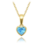 MINET Dětský zlatý náhrdelník srdíčko s modrým zirkonem Au 585/1000 1,85g JMG0237AGN38