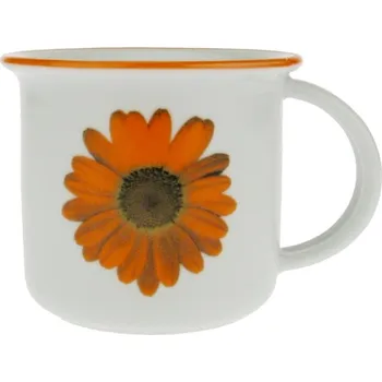 Hrnek mokka oranžová gerbera 0,1 l (Porcelánový hrneček malý s barevným lemem)