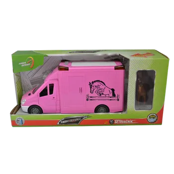 autíčko CITY SERVICE CAR - 1:14 Transport koní - růžový