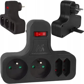 Elektrická zásuvka Zásuvka Maclean, Čtyřnásobná s vypínačem, Typ E, MCE224 E/B
