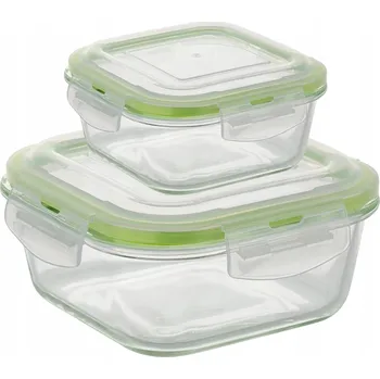 Dóza na potraviny SADA SKLENĚNÝCH DÓZ NA POTRAVINY OBĚDOVÝ BOX SNÍDAŇOVÝ BOX 2200 + 750 ml