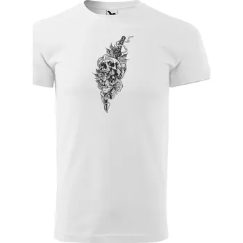 Sablio Tričko s potiskem Meč s lebkou - bílé XL