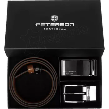 Opasek Peterson dárková kožená sada - pásek a dvě přezky Kon - Délka 95