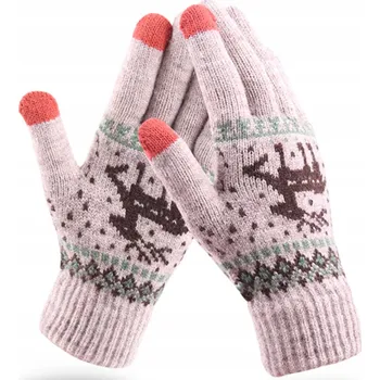 Rukavice Teplé rukavice Techsuit pro chytrý telefon - Vlna, Růžové