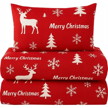 Povlečení Vánoční Sada povlečení 160x200, bavlna satén, zimní povlečení