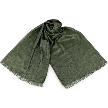 Šála Šátek / šála / pléd s lurexem 80x200 cm, střední, 7 zelená zlatá