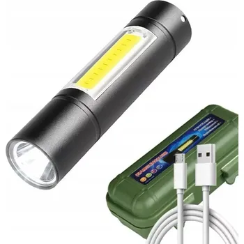 Svítilna Kapesní svítilna 450Lm mini LED zoom USB cobe 2v1 dobíjecí