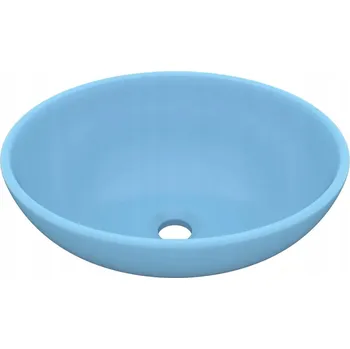Oválné keramické umyvadlo na desku, matná Světle Modrá, 400x330x135 mm