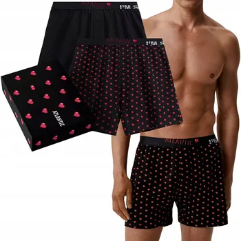 Boxerky Pánské boxerky ATLANTIC 2GMB-011 2 ks v balení bavlna volný střih SRDÍČKA - L