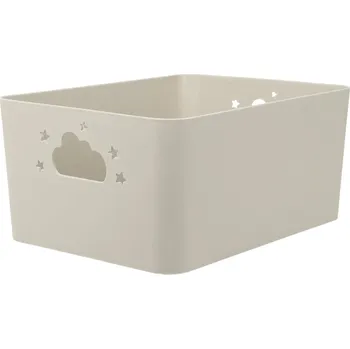 Úložný box Úložný box na hračky PLAST 34,5 x 25 x 15 cm béžový