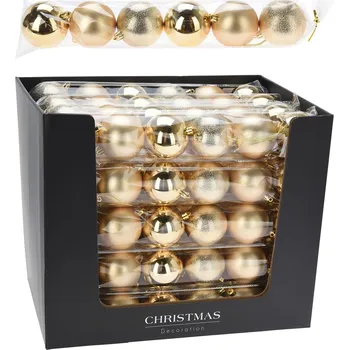 Vánoční dekorace KOOPMAN Vánoční koule 70 mm ve zlaté barvě (mix) - sada 6 kusů