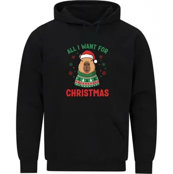 Pánská mikina Pánská mikina Všechno, co chci k Vánocům, je kapybara (Velikost: 5XL, Barva: Černá)