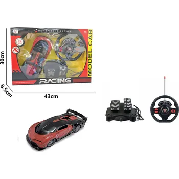 RC model auta Mamido Sportovní auto na dálkové ovládání s volantem a pedály GT 1:16 červené