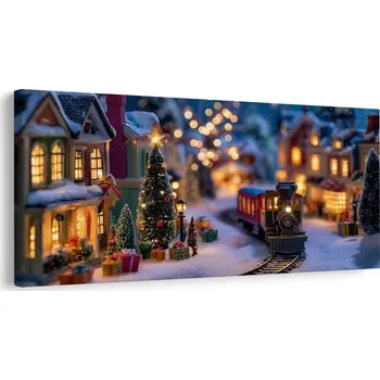 Obraz Dovido Obraz vláček projíždějící mezí nádhernou vánoční krajinou