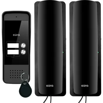 Domovní telefon pro dvě rodiny/dva byty, čtečka RFiD, klíčenky, jmenovka, dva výstupy