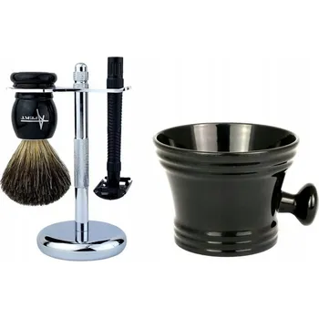 Břitva na holení SADA NA HOLENÍ: ŠTĚTKA Z JEZEVCE, HOLICÍ STROJEK, MISKA