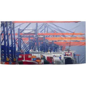 Osuška Sablio Ručník Lodě v přístavu - 50x100 cm