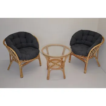 Sedací souprava Axin Trading s.r.o. Ratanová sedací souprava Java polstr tmavě šedý melír MAXI