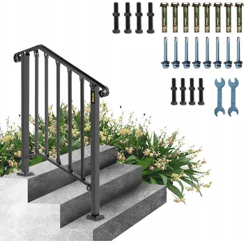 Zábradlí Vnitřní zábradlí pro 2 schody, hliníkové, stříbrné, montáž na schodiště
