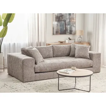 Pohovka Pohovka čalouněná polyester hnědá 240 cm x 120 cm x 61 cm sedačka 3místná polstrované opěrky zad obývací pokoj moderní pohodlné útulné Beliani