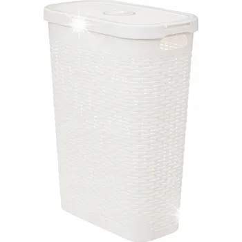 Koš na prádlo Úzký koš na prádlo 40 l umělý ratan bílý