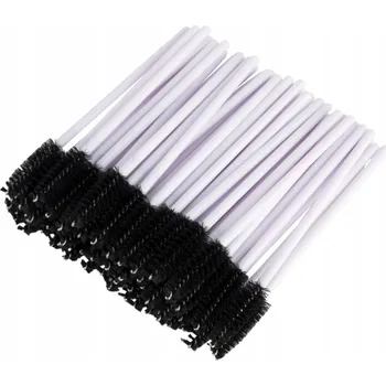 Přípravek na oči Kartáčky na řasy a obočí spirálové na jedno použití Bílo-černé 50 Ks.