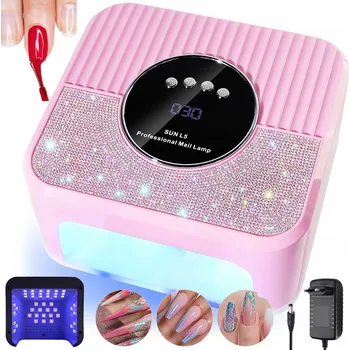 UV lampa na nehty UV LED LAMPA NA NEHTY HYBRIDY GELY 4 NASTAVENÍ ČASU 45 LED DIOD RŮŽOVÁ