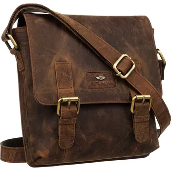 Klasická pánská taška přes rameno z přírodní kůže Barva: Hnědá