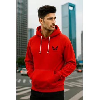 Pánská mikina Madeva NIKOS pánská mikina s kapucí červená