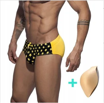 Pánské plavky Sexy pánské plavky slipového střihu se vzorem hvězd a Push Up vložkou - XL