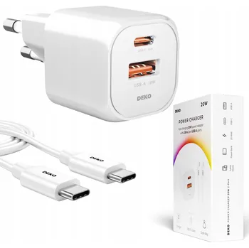 SÍŤOVÁ NABÍJEČKA USB-C 20W PRO TELEFON UNIVERZÁLNÍ DEKO + KABEL USB-C 100W