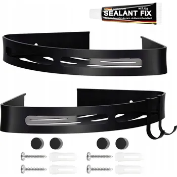 Drátěná police Rohová koupelnová police do sprchy závěsná s háčky