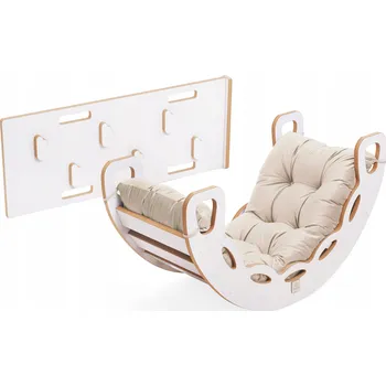 Dětská houpačka Houpačka Misioo 4v1 MDF béžový/zlatý velvet pro děti 18 m+