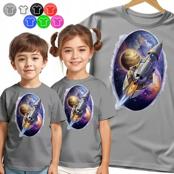 Dívčí tričko DĚTSKÉ TRIČKO - RAKETA – LET DO VESMÍRU PRO DĚTI VZOR - S