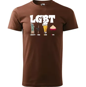 Sablio Tričko s potiskem LGBT - hnědé S