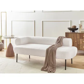 Pohovka Lenoška krémově bílá buklé čalounění levostranná kovové nohy moderní design obývací pokoj Beliani