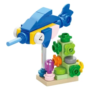 ostatní stavebnice Stavebnice 5 x 6,3 x 5,1 cm 40 dílků Modrý mečoun s korálovým podstavcem Barevná mini ryba ze stavebních kostek pro kreativní tvoření