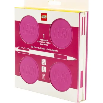 Zápisník LEGO Zápisník s gelovým perem jako klipem a náhradní náplní - fialový